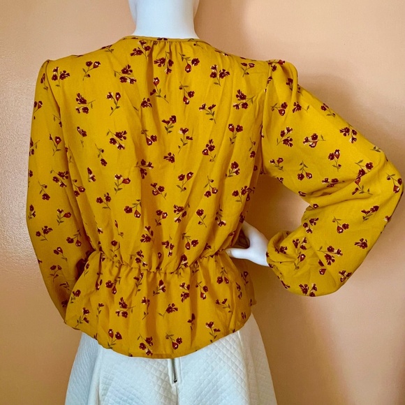 NWOT Floral Print Long Sleeve V Neck Spring Top - Picture 4 of 10